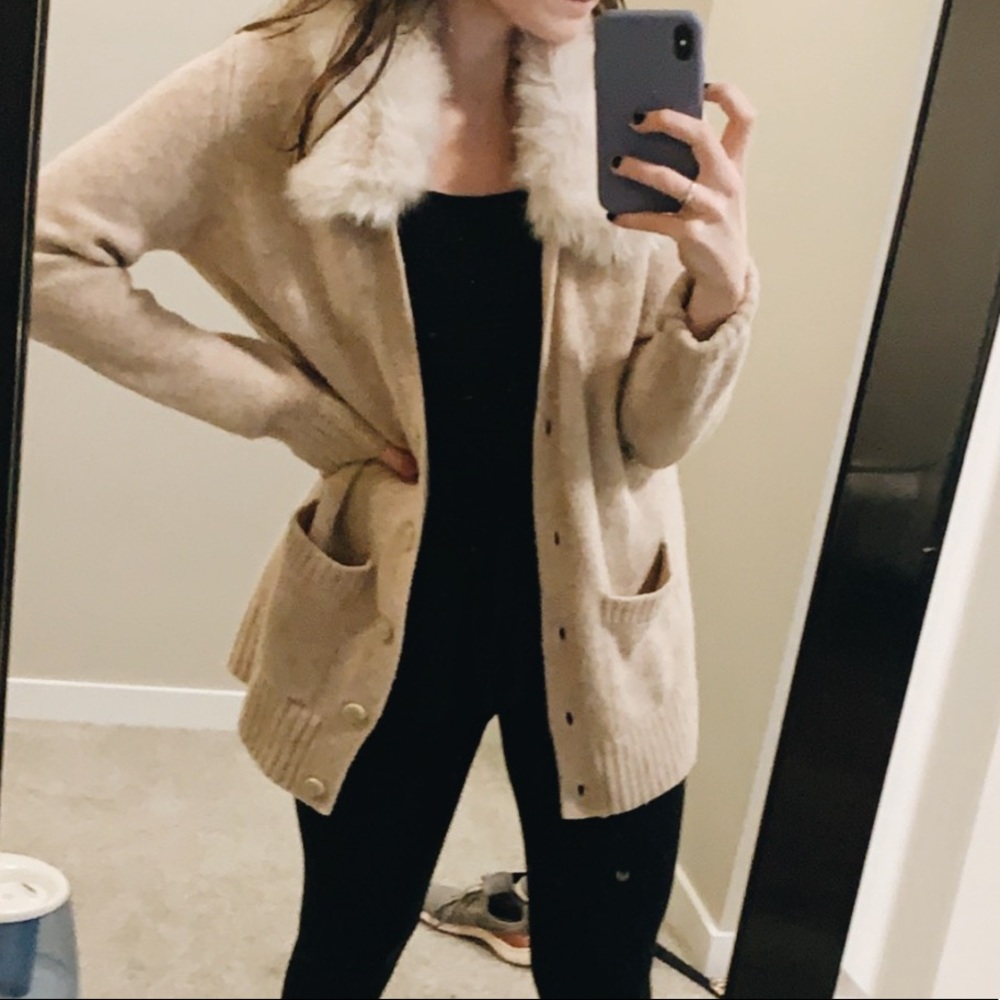 Banana Republic Cardigan w/ Fur Collar (removable)